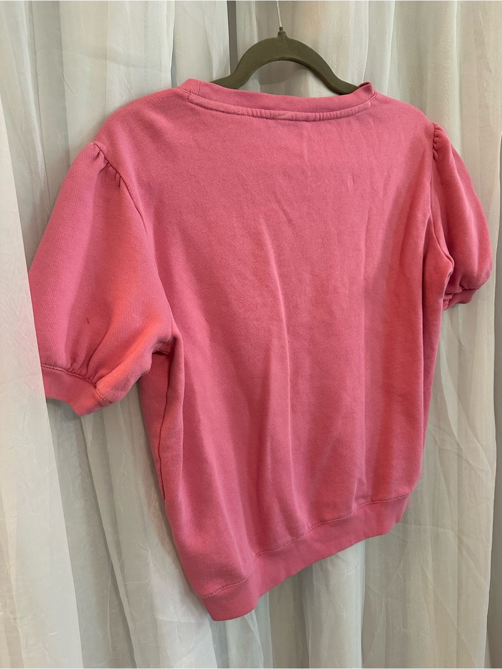 J. Crew Pink Puff-Sleeve Short Sweatshirt - Picture 4 of 4